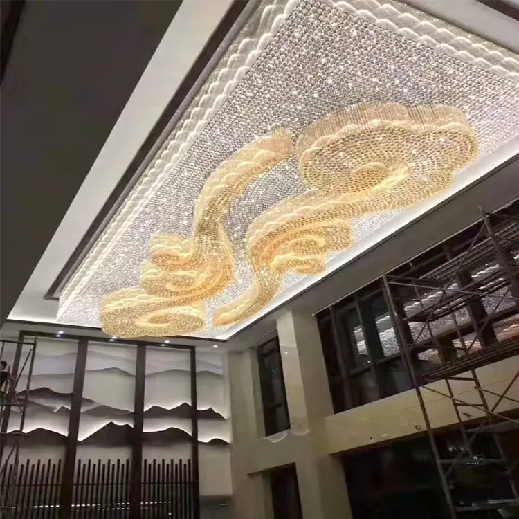 Modern Large Scale Ceiling Lamp Hanging Lamp Luxury Chandelier Pendant Lights Gold High Led Crystal Custom Hotel