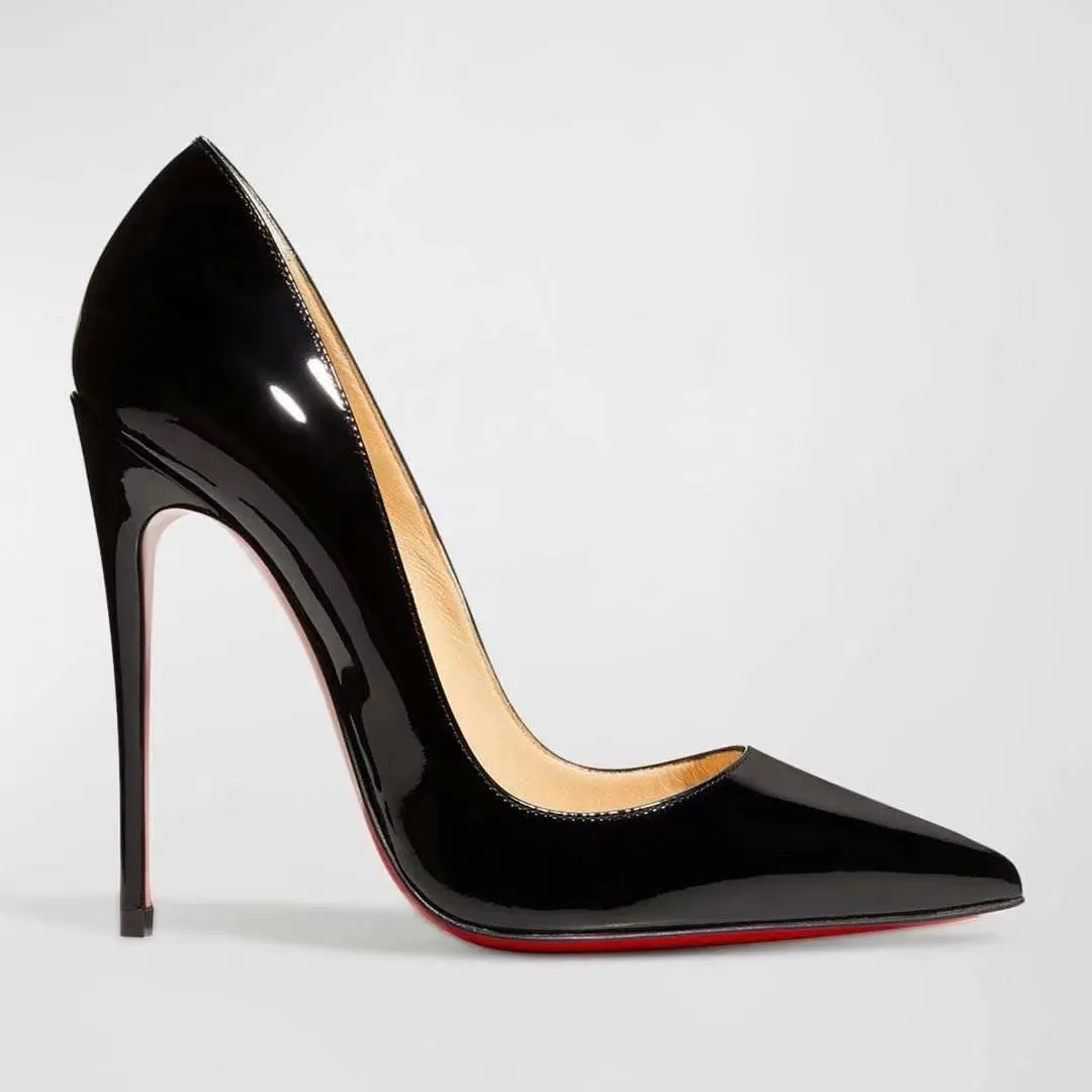 Kırmızı taban süper yüksek topuklu sandalet kadın sandalslast moda trendi yüksek topuklu kadın ayakkabı renk sandalet sivri Patent deri
