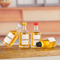 Mini bouteille en verre pour échantillons d'alcool, de jus, de spiritueux, de vodka, de vin, 50 ml, avec bouchons à vis
