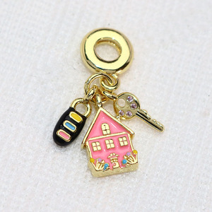 <span class=keywords><strong>Abalorios</strong></span> colgantes de esmalte rosa, chapados en oro, con diseño de avión, pasaporte, casa, mariposa y dientes, de orificio grande, de la serie de viaje y vacaciones - Product Image 4