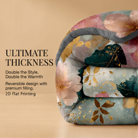 Juego de Edredón Cálido y Elegante con Diseño Floral Reversible, Grueso para Invierno, 3 Piezas, Venta al Por Mayor de Fábrica