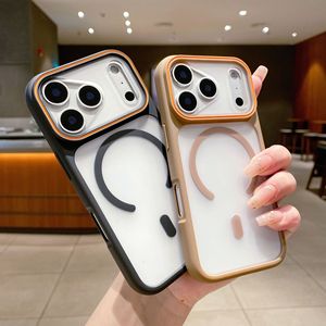 Coque de téléphone portable mate givrée pour <span class=keywords><strong>iPhone</strong></span> 18 Pro 17 16 15 14 13 Pro Max, coque transparente magnétique en TPU PC pour l'arrière du téléphone - Product Image 3