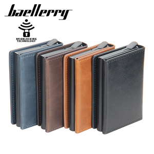 Baellerry Men's Aluminum Magnetic Card Holder Black 4 Inch <b>RFID</b> <b>Blocking</b> Credit Card <b>Wallet</b> Multi Slot Elastic Design - Product Image 4