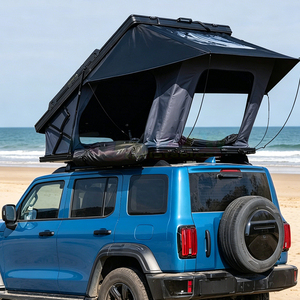 Outdoor 4 Person Fold Out Polyester Camping Roof Tent Hard Shell Aluminum Rooftop Tents Side Opening Roof <b>Top</b> Tent With Ladder - Product Image 1