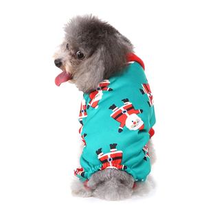 इनडोर लक्ज़री पेट वेस्ट क्रिसमस सांता प्रिंट डॉग <span class=keywords><strong>4</strong></span> लेग कपड़े छोटे मध्यम बड़े फॉल पार्टी कॉटन टी-शर्ट पालतू कोट - Product Image 4