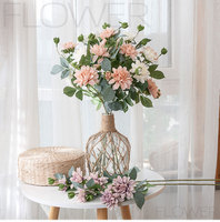 Dahlia Jepang Buatan Grosir, Dahlia Mini Sentuhan Realistis untuk Buket Pernikahan, Dekorasi Rumah DIY Vas Oriental Zen