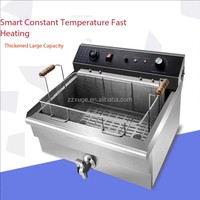 Friteuse Électrique Commerciale Industrielle en Acier Inoxydable 1 Cuve 1 Panier 25L pour Corn Dogs, Plage de Température 50-200°C, Lot de 10 Minutes