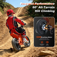 Moto électrique pour enfants avec pneus larges, roues d'apprentissage, phare, sûre pour l'extérieur, tout-terrain, moto de cross électrique, pit bike