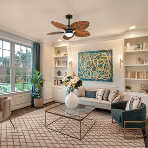 HSGモデル91844/52インチパームリーフファンライトおよびライト付きリモコンシーリングファン - Product Image 2