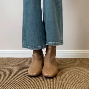Genuine Leather Minimalist Height Increasing Slim <b>Boots</b>, British Style Square Toe Back Zipper Ankle <b>Boots</b> for Commute - Product Image 5