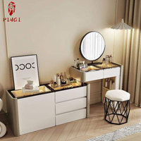 Coiffeuse Intelligente Bestseller avec Lumière Ambiante, Armoire de Rangement de Chevet Intégrée, Moderne et Compacte pour Chambre