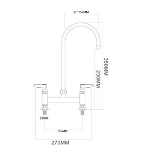 Grifo de Cocina Moderno y Duradero de Latón Cromado, Doble Manija, Flujo Suave, Caño Giratorio, Fácil de Limpiar, Válvula de Cerámica, Grifo Mezclador - Product Image 2