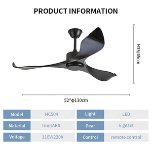 Quạt trần ngoài trời 5 cánh màu đen, chống nước, giá rẻ, điều khiển từ xa, đèn LED, động cơ <span class=keywords><strong>DC</strong></span>, chất lượng cao - Product Image 2