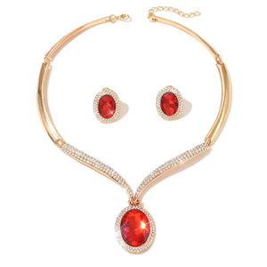 Lujoso conjunto de joyería de moda para <span class=keywords><strong>novia</strong></span>, <span class=keywords><strong>collar</strong></span> y pendientes con colgante de diamantes de imitación para bodas - Product Image 6