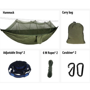 Hamaca de nailon para acampar al aire libre con paracaídas 210T portátil ligera de alta calidad con <span class=keywords><strong>mosquitera</strong></span> - Product Image 6