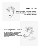Boucles d'oreilles Ganku en argent pur S999 pour femmes, design mignon à trois petites fleurs, cadeaux de fête frais et doux