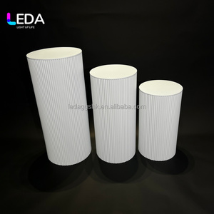 LEDA Modern Wedding Decoration <b>Set</b> of 3 White Metal Plinth Pedestal <b>Cake</b> <b>Stand</b> for Events Decor - Product Image 3