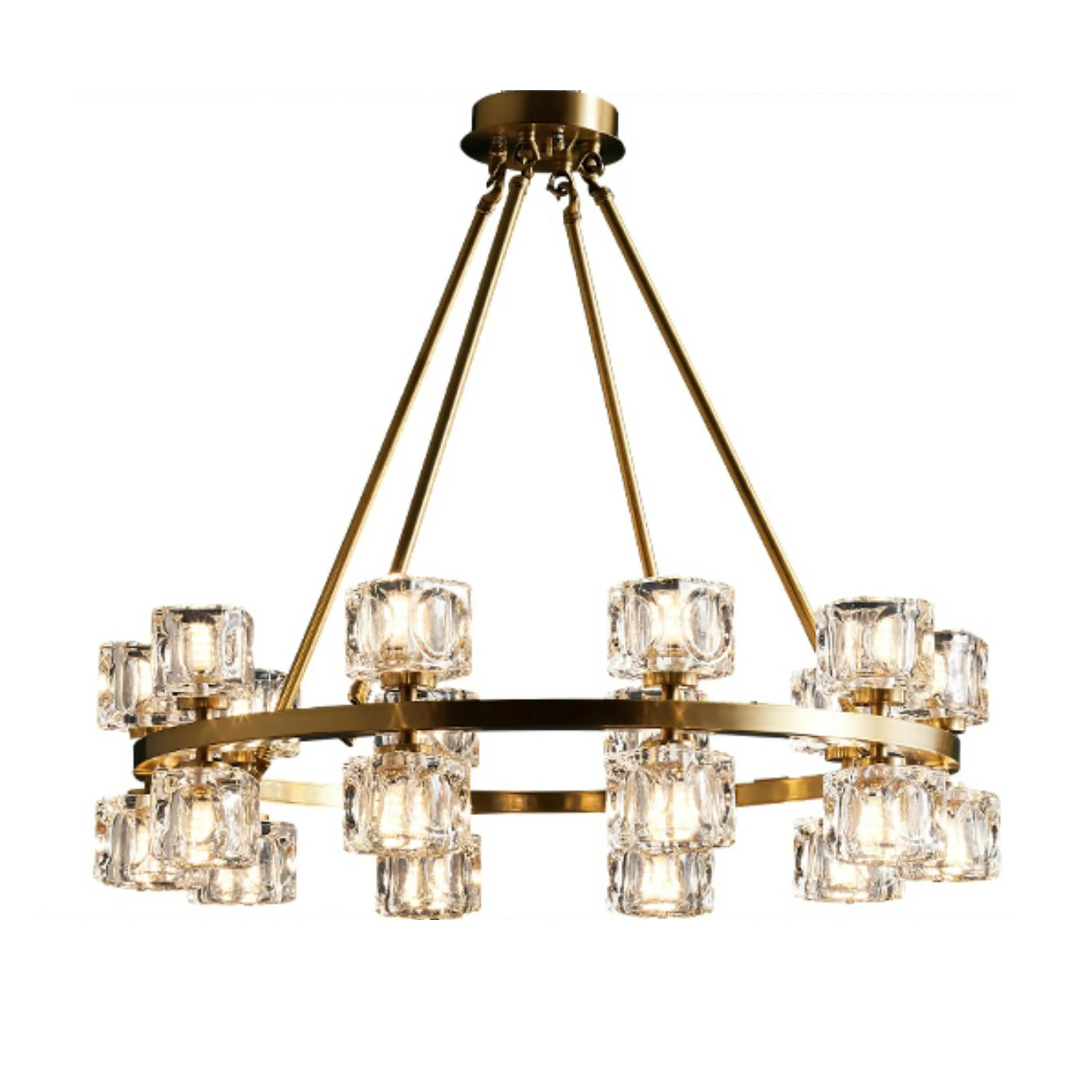 Роскошная люстра из меди в скандинавском стиле, современная простая лампа с кристаллами из чистой меди для гостиной, спальни, столовой, виллы