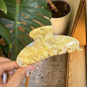 Pinza de pelo de tiburón grande de acetato coreano para mujer y niña, pinzas para el pelo con estilo Vintage, accesorios para el cabello de mármol, joyería - Product Image 5