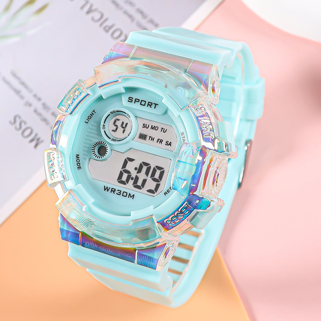 Electronic Watch Student Youth Luminous Transparent Men Women Outdoor Sports Acrylic Colorful Watch