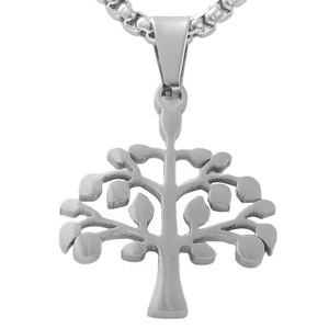 yunnique <b>Tree</b> Of Life Pendant Stainless Steel Unisex <b>Necklace</b> Retro Geometric Plant Design 120104 - Product Image 2