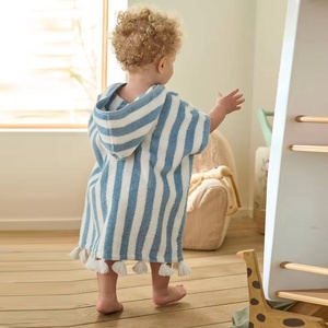 Asciugamano Poncho con Cappuccio per <span class=keywords><strong>Bambini</strong></span>, 100% Cotone a Righe, Asciugatura Rapida, Ultra Assorbente, Morbido, per Nuoto, Spiaggia e Surf - Product Image 5