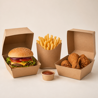 Boîte à hamburger et frites en papier ondulé biodégradable et compostable, avec logo personnalisé et gaufrage, respectueuse de l'environnement