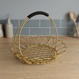 Panier de rangement rond en métal, design minimaliste en acier inoxydable, récipient alimentaire pour la cuisine - Product Image 6
