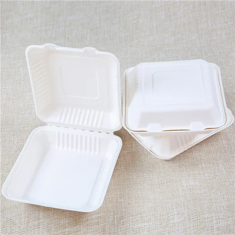 Biodegradable disposable food clamshell/3 5 compartments food box/tray