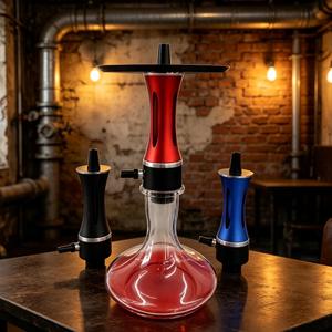 Kit de Chicha Moderne en Verre avec Base en Aluminium Rouge, Noir, Bleu et Accessoires pour Fumeurs - Product Image 5