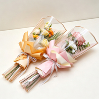 Sac de bouquet transparent en OPP avec lettrage doré, idéal pour la vente en gros, emballage de bouquets, sac cadeau pour fleurs, fournitures pour fleuristes