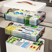 Boîte de rangement de médicaments multicouches de grande capacité de conception moderne pour l'organisation médicale en plastique PET à usage pharmaceutique à domicile