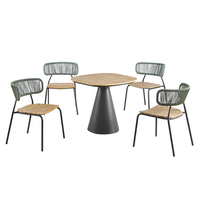 Chaises de salle à manger empilables en rotin PE tressé pour jardin, terrasse et balcon, avec table