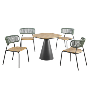 Rope Woven PE Rattan <b>Outdoor</b> Garden <b>Stackable</b> Dining <b>Chairs</b> with Table for Garden Patio Balcony - Product Image 2