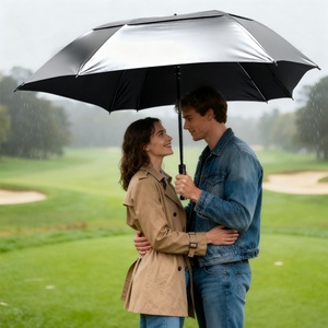 Reflective Large Straight Golf <b>Umbrella</b>-modern Automatic Open Oversized Double Canopy <b>Windproof</b> Waterproof Vented Design for Men - Product Image 4