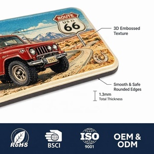 Aimant de réfrigérateur <span class=keywords><strong>en</strong></span> aluminium 3D gaufré Route 66 Californie, souvenir de <span class=keywords><strong>voyage</strong></span> routier vintage avec voitures et routes de l'<span class=keywords><strong>Ouest</strong></span>, pour cuisine, bar, man cave, garage - Product Image 2