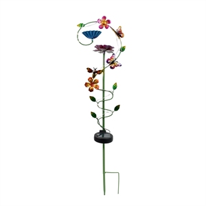 Mangeoire à oiseaux <span class=keywords><strong>solaire</strong></span> en fer forgé transfrontalière, lampe à piquer dans le sol, décoration de jardin et de cour, aménagement paysager, pelouse - Product Image 3