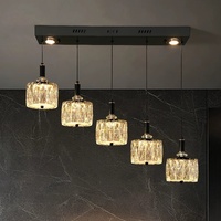 Lustre de restaurant original de designer, éclairage intelligent en acier inoxydable et cristal, luxe haut de gamme, moderne et minimaliste