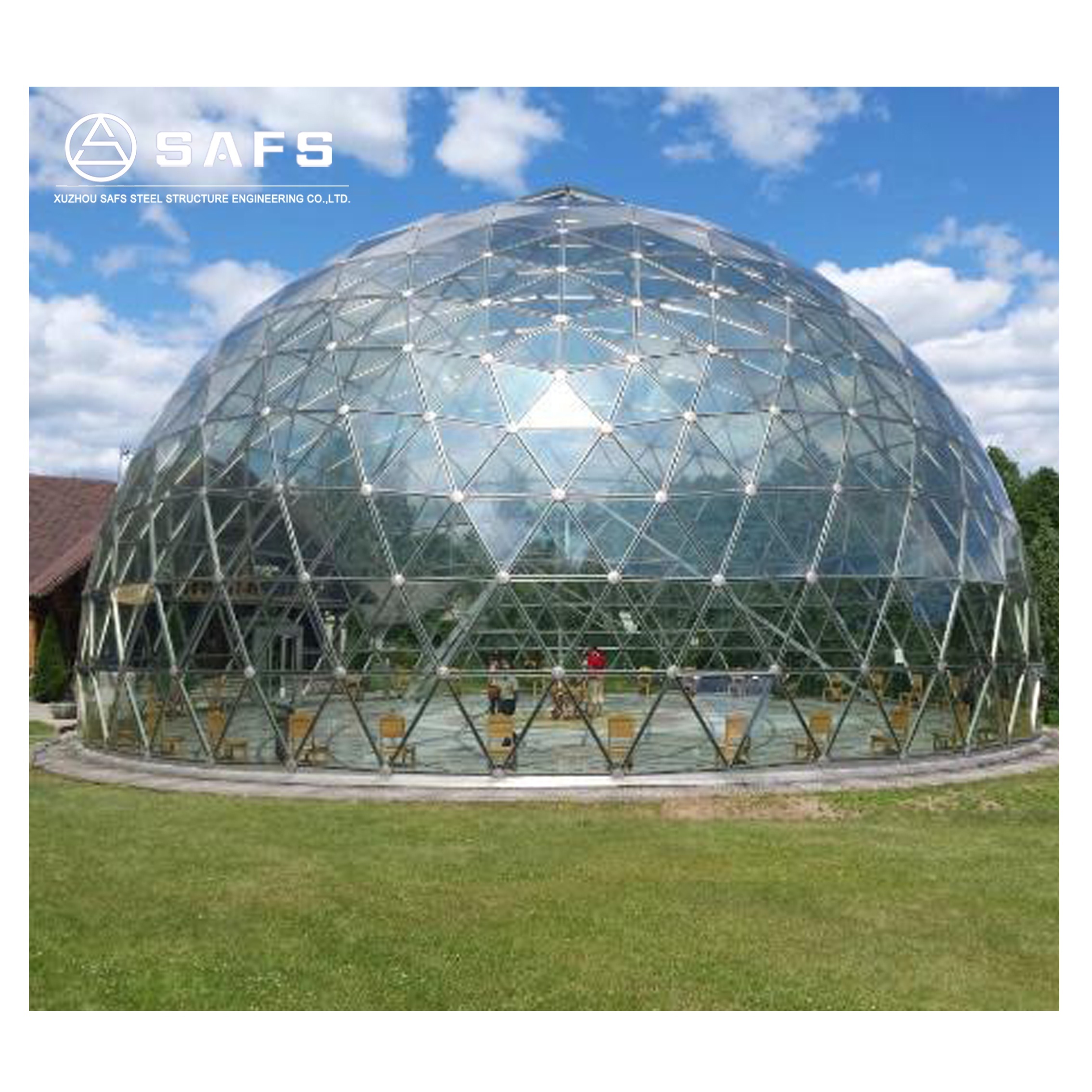 Cadre en acier structure du bâtiment en verre trempé clair de dôme de structure d'acier de toiture puits de lumière