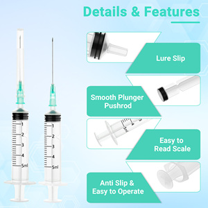 Jeringa <span class=keywords><strong>Veterinaria</strong></span> Desechable de 1-60 ml, Estéril, con Aguja de 25g y Conector Luer-Lock para Inyección de Medicamentos - Product Image 4
