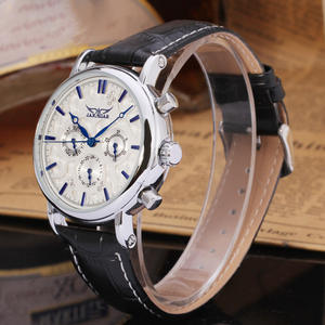JARAGAR montre blanche à mécanisme pour garçons de marque propre authentique bracelet en cuir véritable calendrier <span class=keywords><strong>24</strong></span> <span class=keywords><strong>heures</strong></span> 3 cadrans design de montre décontracté - Product Image 3