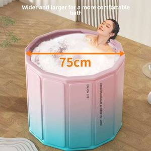 Baignoire pliable pour enfants et adultes, design intégral, en PVC, forme ronde, sans installation, <span class=keywords><strong>lavabo</strong></span> inclus - Product Image 2