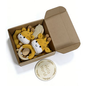 Coffrets cadeaux de luxe pour bébés, serviette apaisante pour nouveau-né, couverture, chaîne de sucette pour nourrissons, hochet en crochet, coffret cadeau pour bébé - Product Image 1