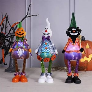 Whimsical Light Up Halloween Gnomes Black and White Striped Standing Ornaments for Party - Product Image 1