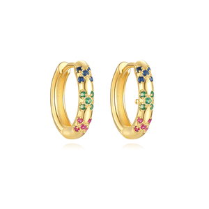 Pendientes de Aro de Zirconia de Colores de Alta Calidad para Mujer, Plata de Ley 925, Chapados en Oro de 18K, Tipo Huggie - Product Image 3