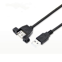 Câble d'extension USB 2.0 mâle vers femelle sur mesure à montage sur panneau avec vis