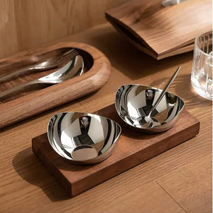 Trang Chủ Trang Trí Phục Vụ Kẹo Khay Thép Không Gỉ Trái Cây Khô Tấm Phục Vụ Khay Thép Không Gỉ Bằng Gỗ Trái Cây Bát - Product Image 1