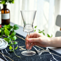 Verre à vin HXGLASS Premium à pied côtelé vertical, gobelet cannelé vintage pour vin rouge et blanc, verrerie pour la maison, les restaurants et les bars