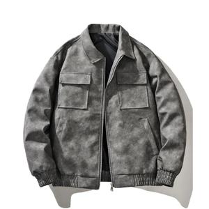 Chaqueta de Cuero PU de Alta Gama para Hombre, Estilo Moderno, Solapa Holgada, Logotipo Personalizable, Chaqueta de Otoño con Tinte Anudado en la Parte Delantera, Fabricante - Product Image 5