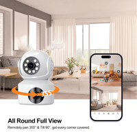 Caméra de sécurité intérieure à double objectif PIX-LINK avec vision nocturne couleur, détection de mouvement intelligente, audio bidirectionnel, WiFi 2.4G